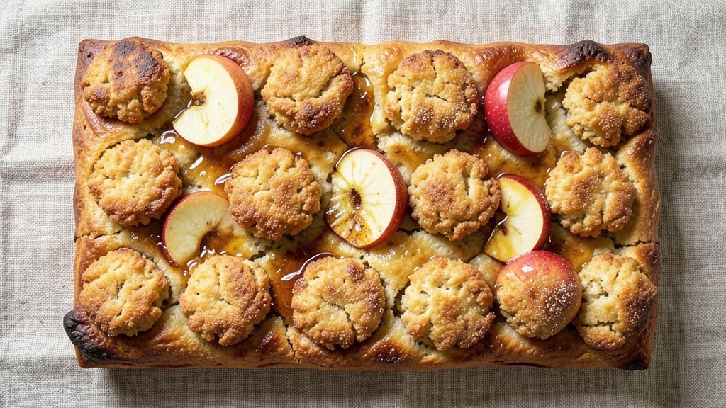Apple Fritter Focaccia Bread Recipe: Caramelized Apple Streusel Swirls in One Bake